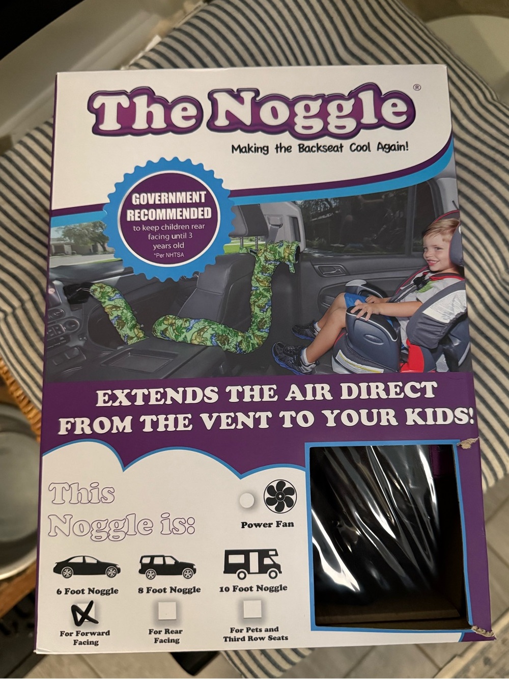 The Noggle Vent Extender - Purple & White Packaging
